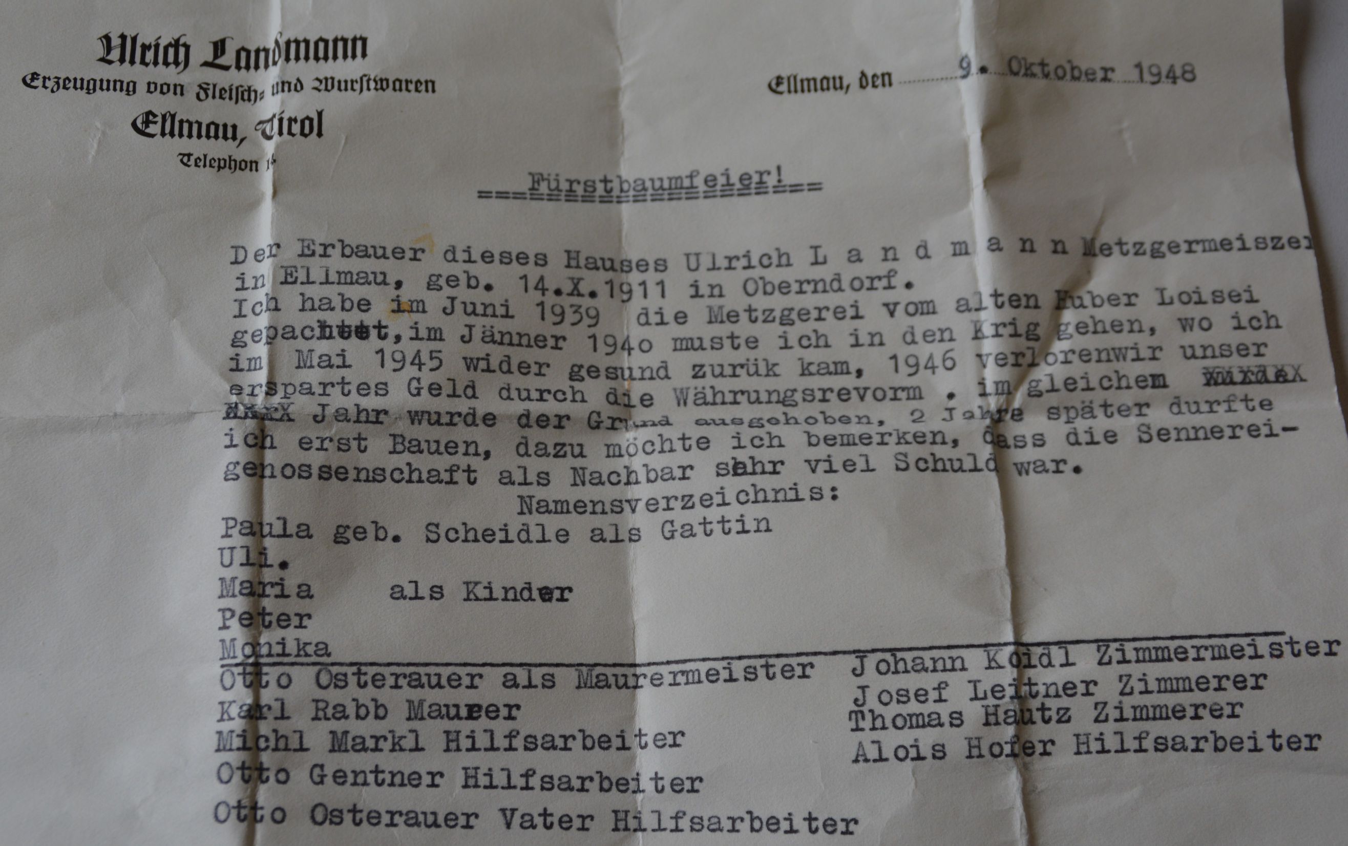 Ulrich Landmann_Brief Firstfeier 1948_web